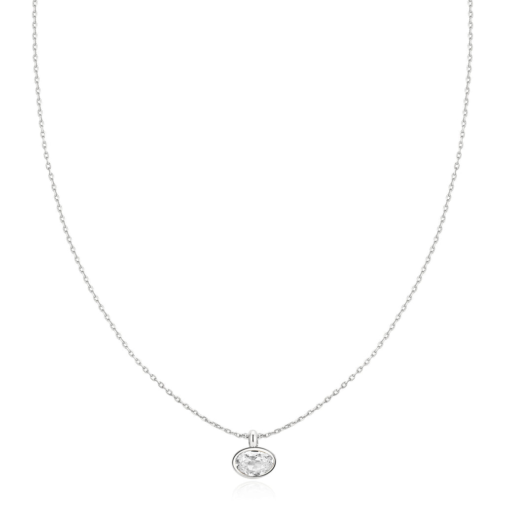 Silver Bezel Organic Pebble Necklace