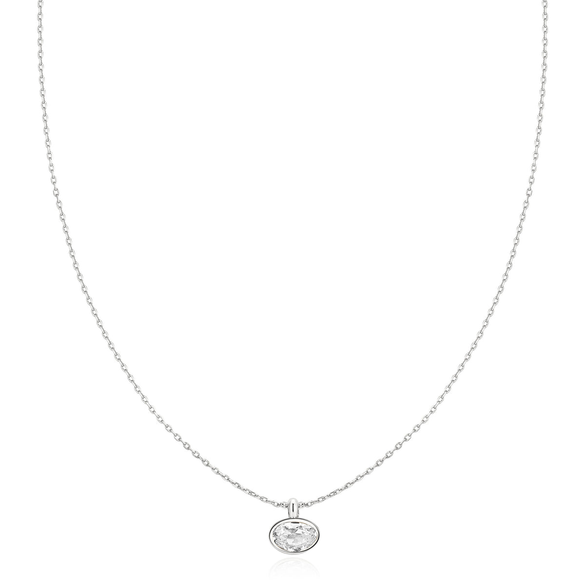 Silver Bezel Organic Pebble Necklace