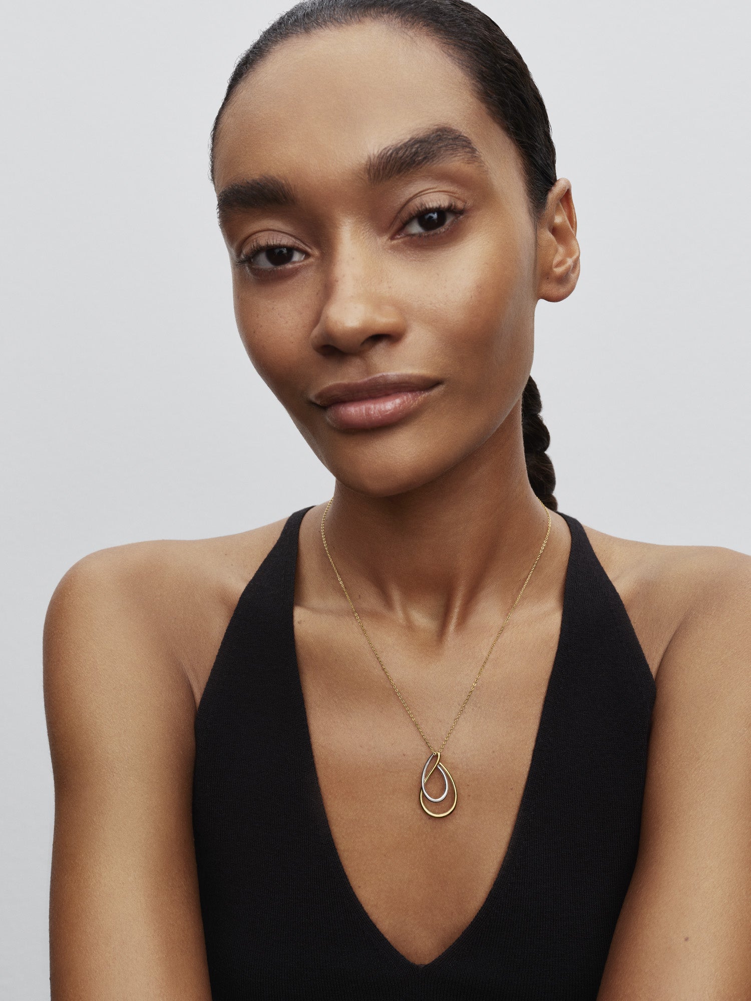 Two-Tone Double Pendant Necklace - 50cm