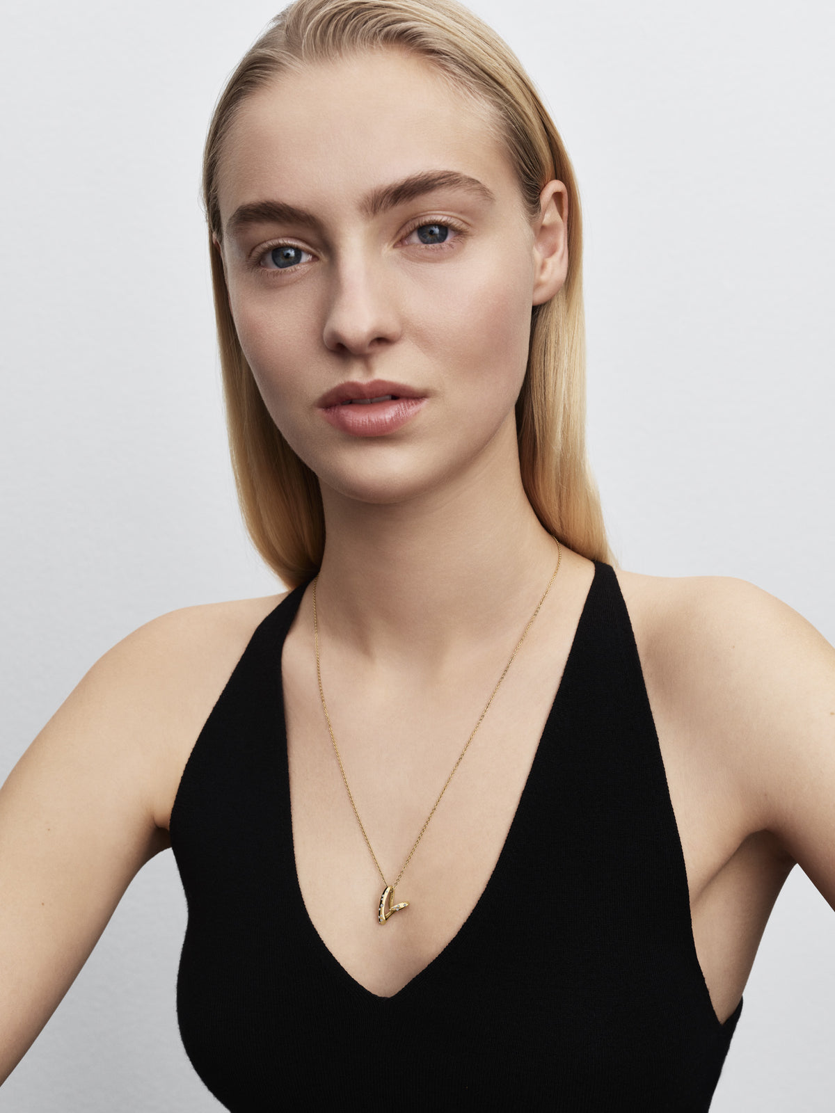 Organically Shaped Stone-Set Heart Pendant Necklace - 60cm