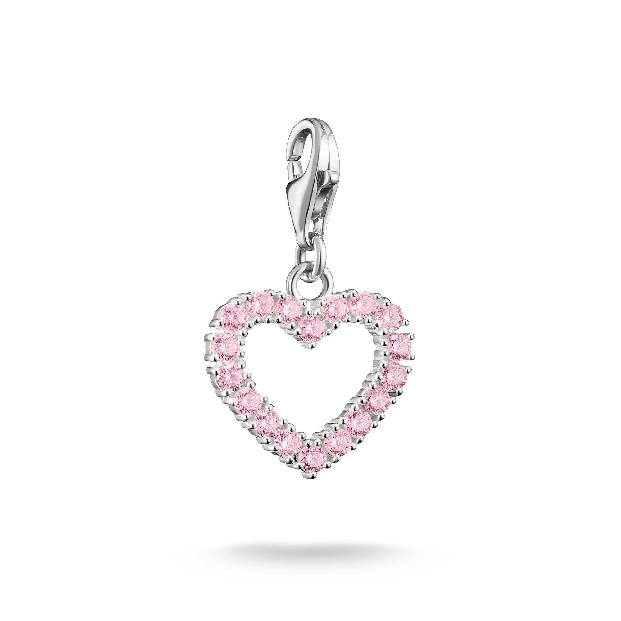 Silver Charm Pendant Pink Heart Original
