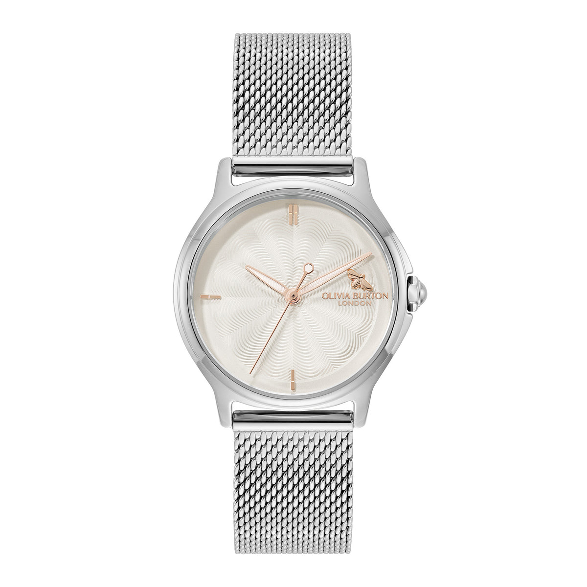 30mm Classic Bee White & Silver Mesh Watch