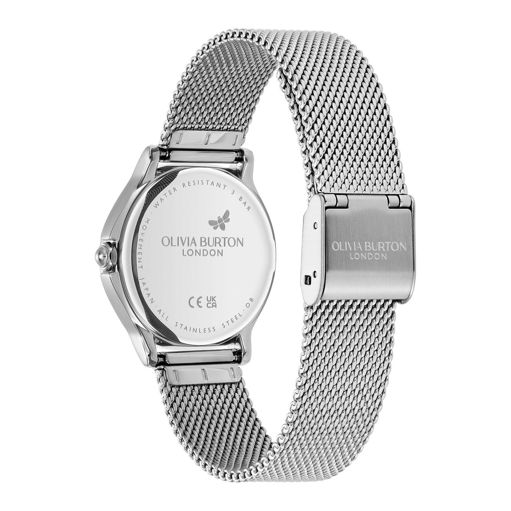 30mm Classic Bee White & Silver Mesh Watch