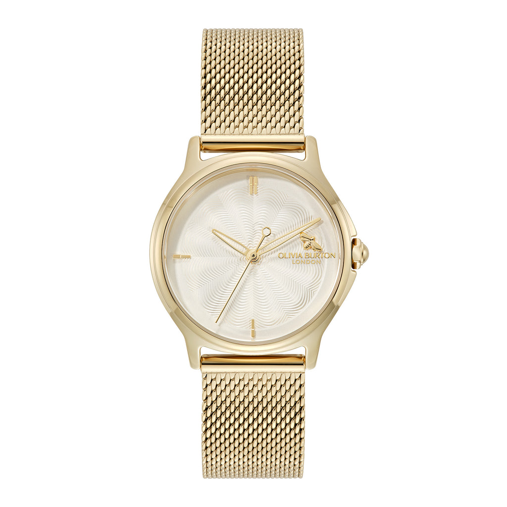 30mm Classic Bee White & Gold Mesh Watch
