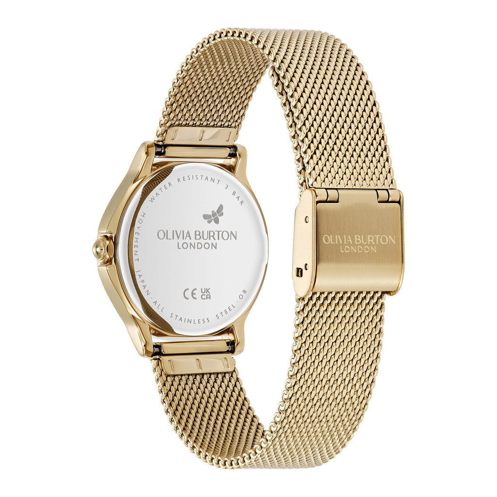 30mm Classic Bee White & Gold Mesh Watch
