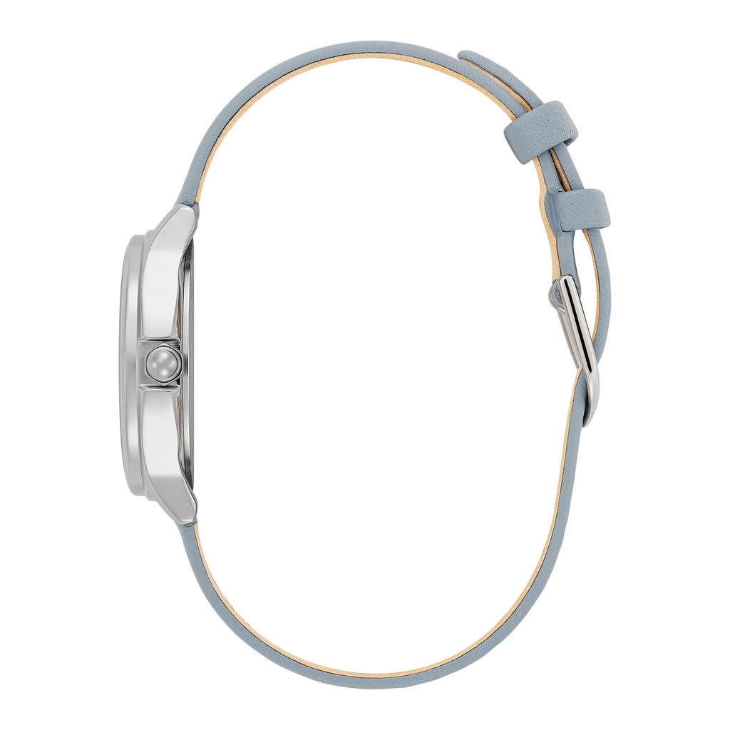 30mm Classic Bee Silver & Chalk Blue Leather Strap Watch