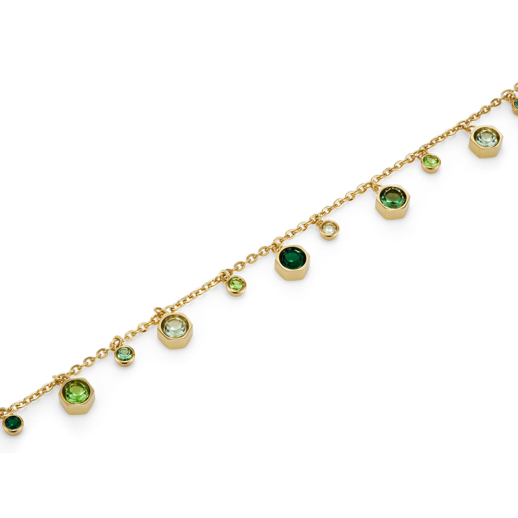 Mini Droplet Green Crystal Gold Plated Bracelet