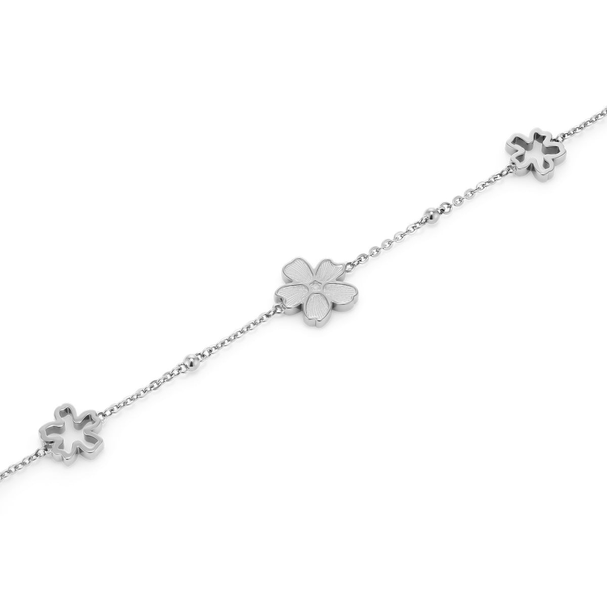Forget Me Not Floral Silver Tone Bracelet