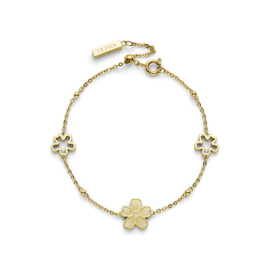 Forget Me Not Floral Gold Plated Bracelet