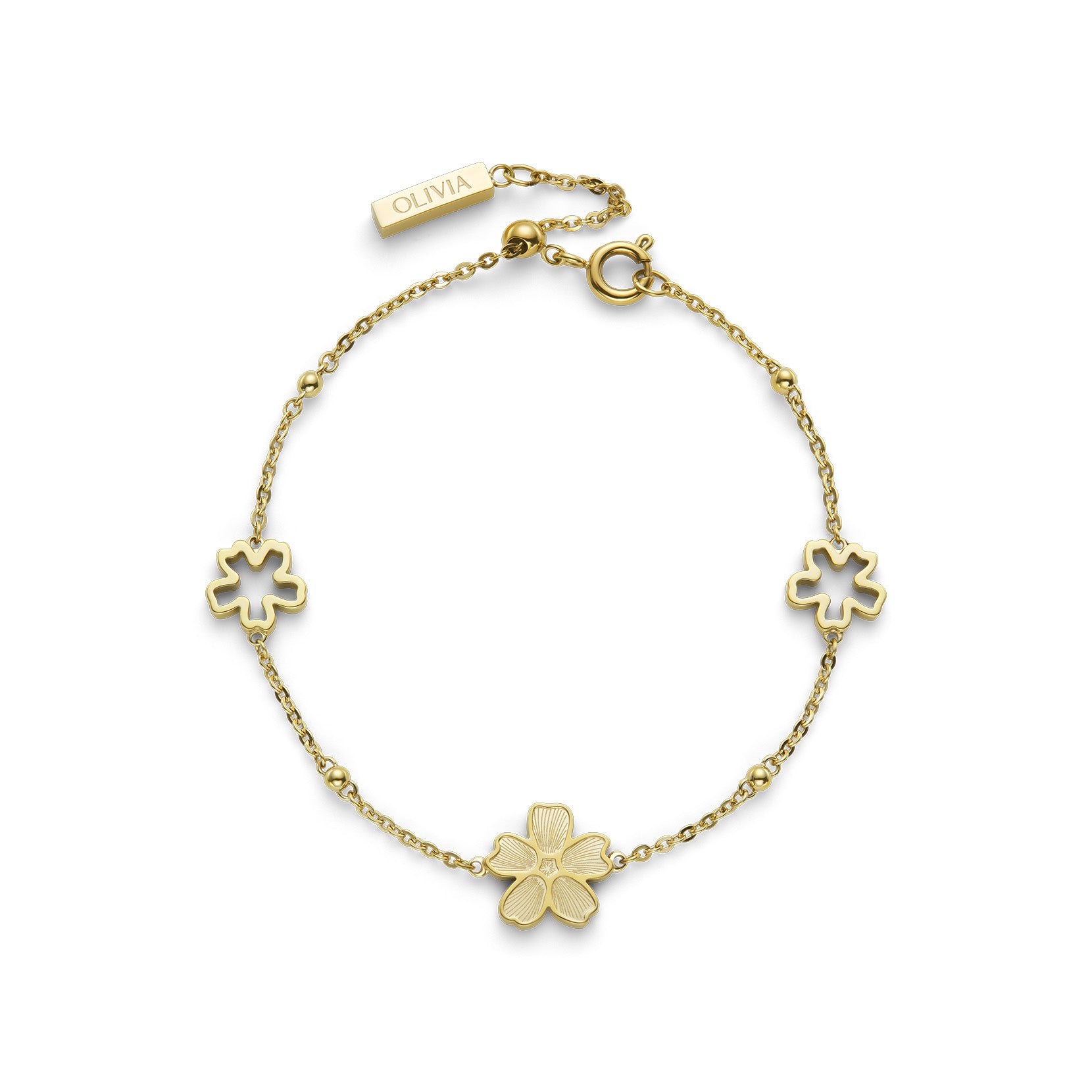 Forget Me Not Floral Gold Plated Bracelet