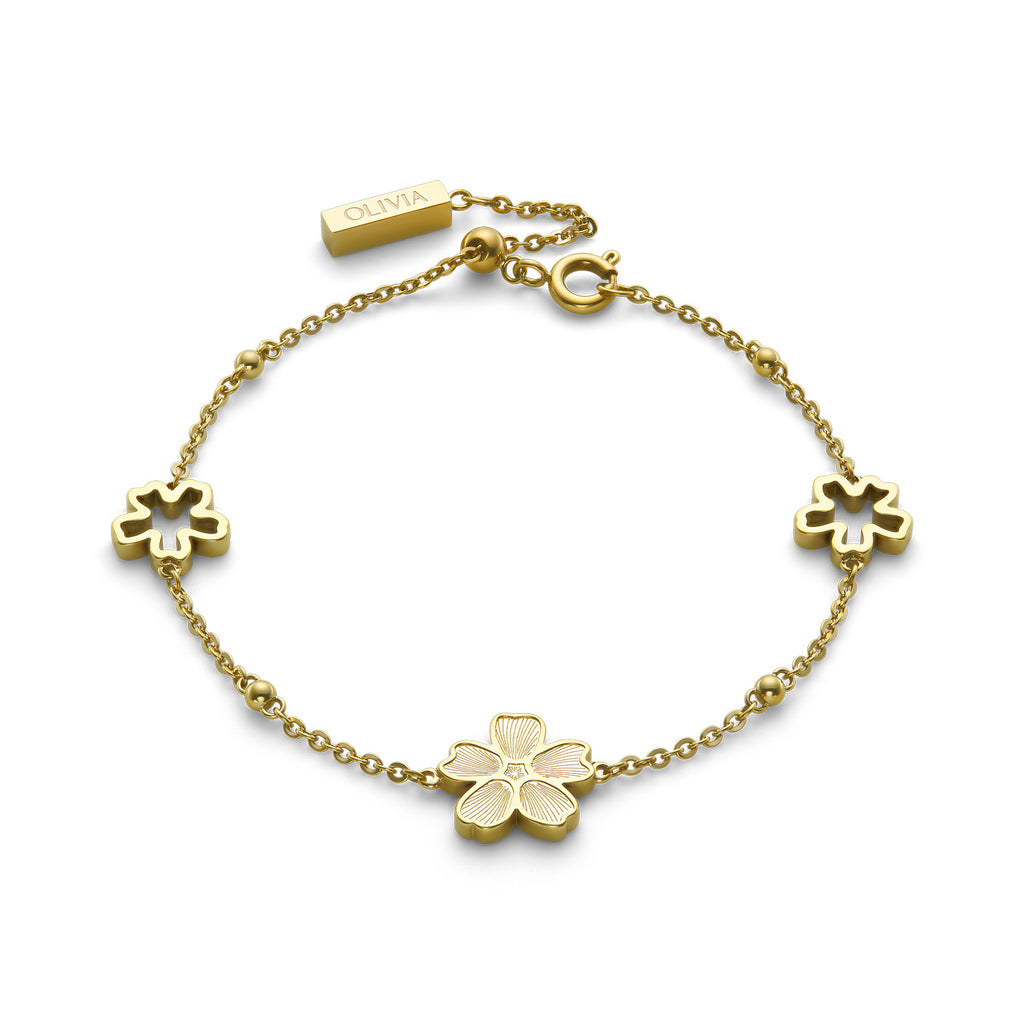Forget Me Not Floral Gold Plated Bracelet
