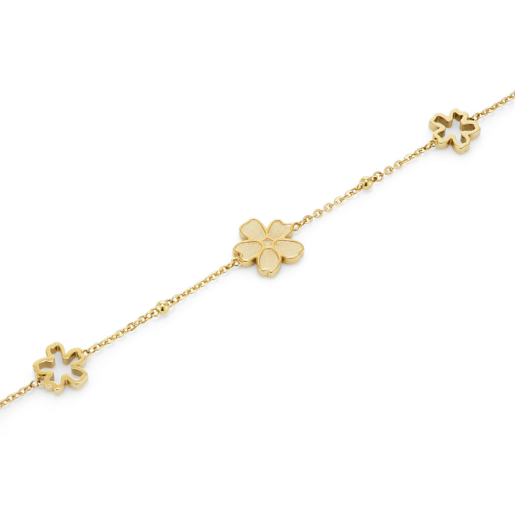 Forget Me Not Floral Gold Plated Bracelet