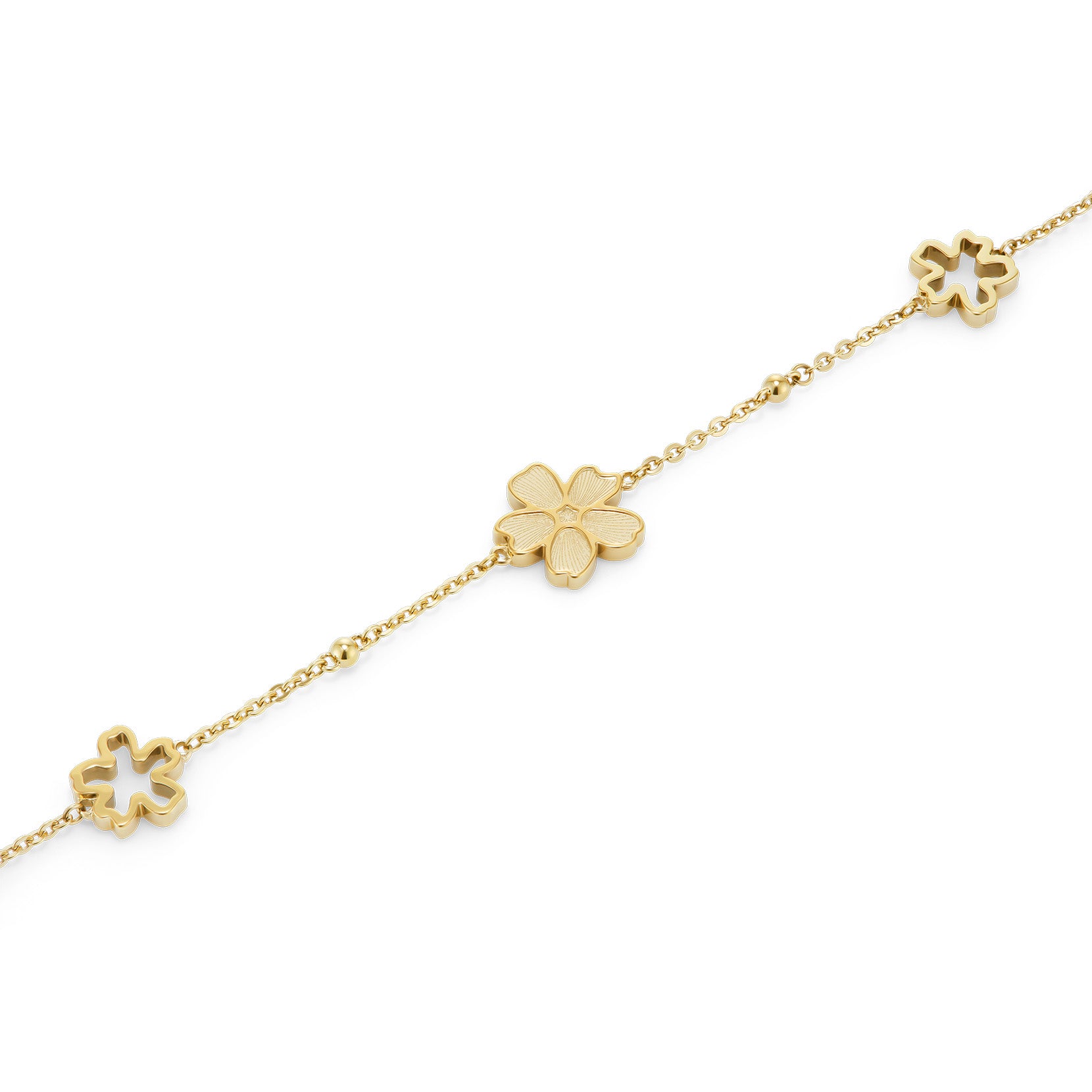 Forget Me Not Floral Gold Plated Bracelet