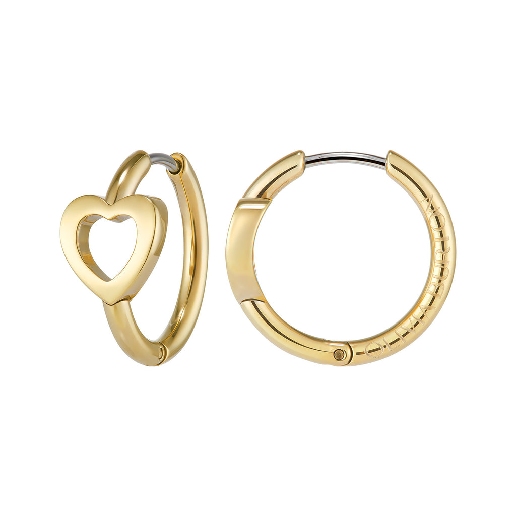 Kindred Interlink Heart Gold Plated Hoop Earrings