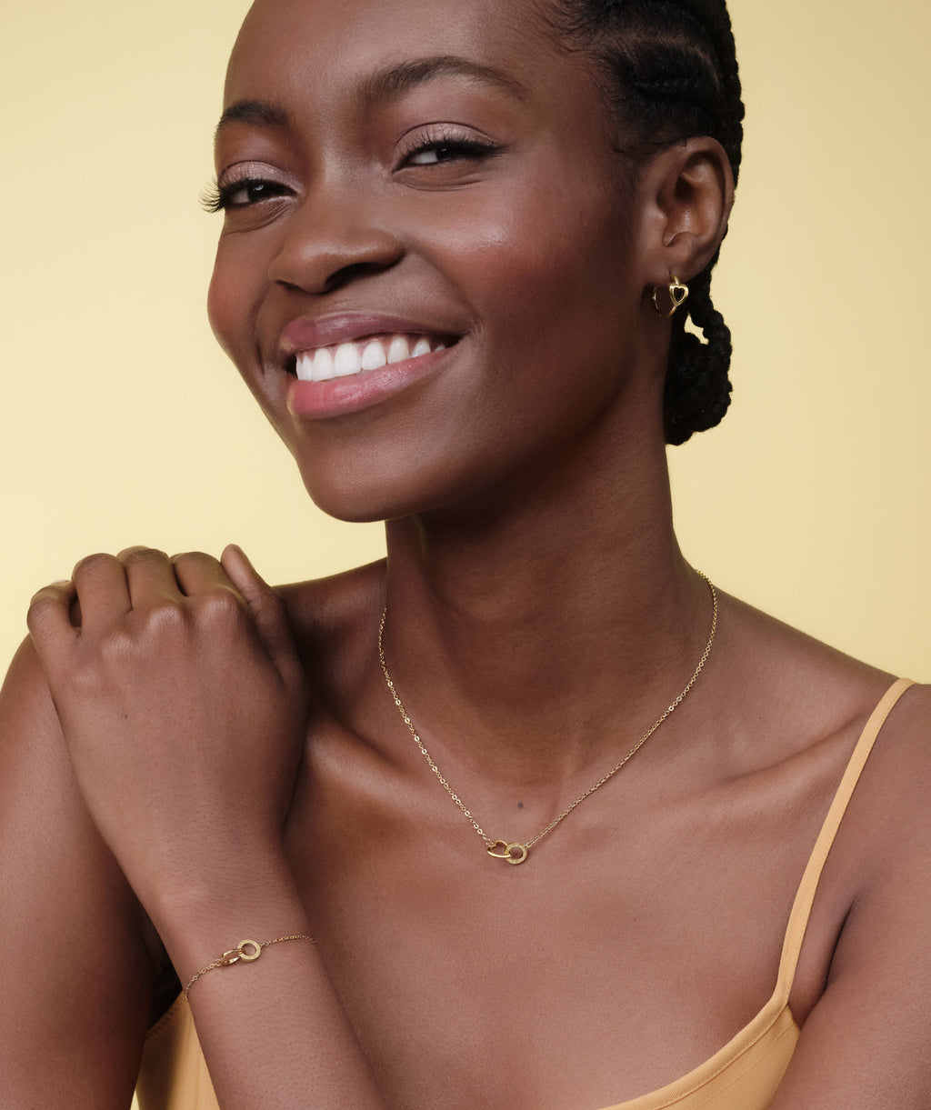 Kindred Interlink Heart Gold Plated Hoop Earrings