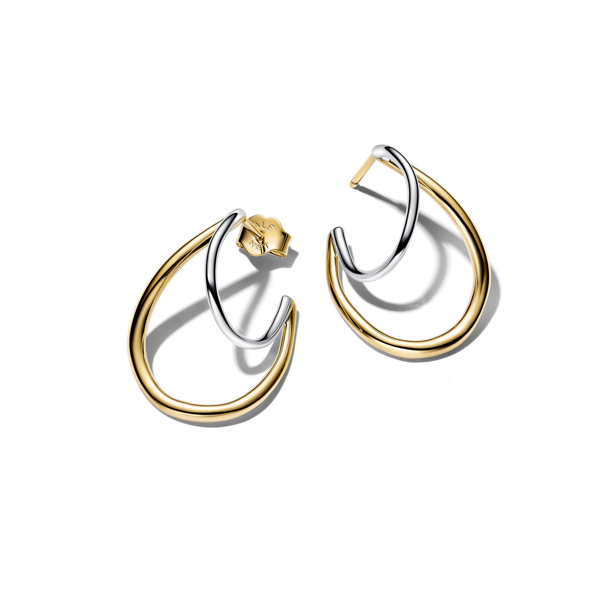 Organically Shaped Two-Tone Double Hoop Earrings
