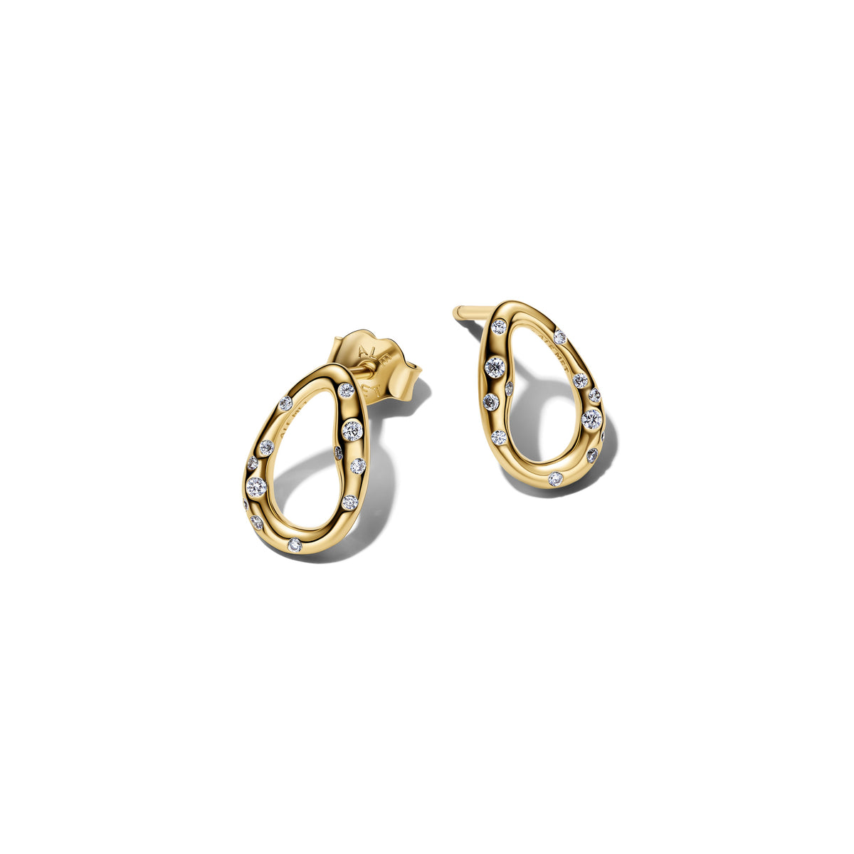 Organically Shaped Stone-Set Oval Stud Earrings