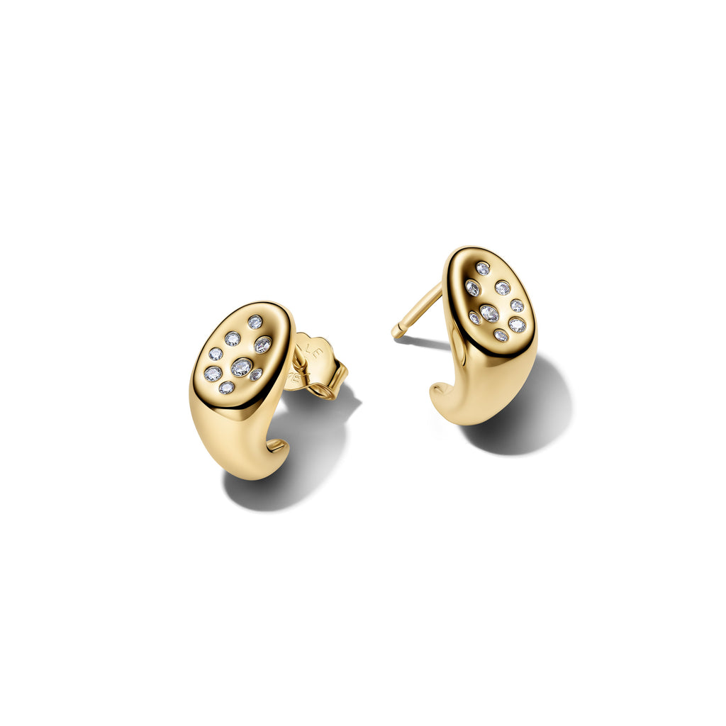 Organically Shaped Stone-Set Stud Earrings
