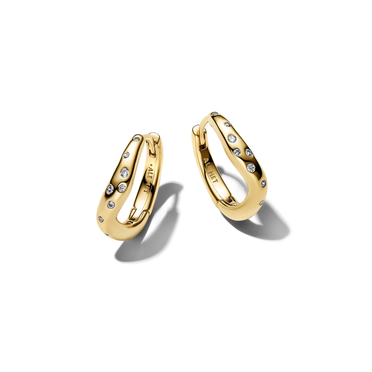 Organically Shaped Stone-Set Hoop Earrings