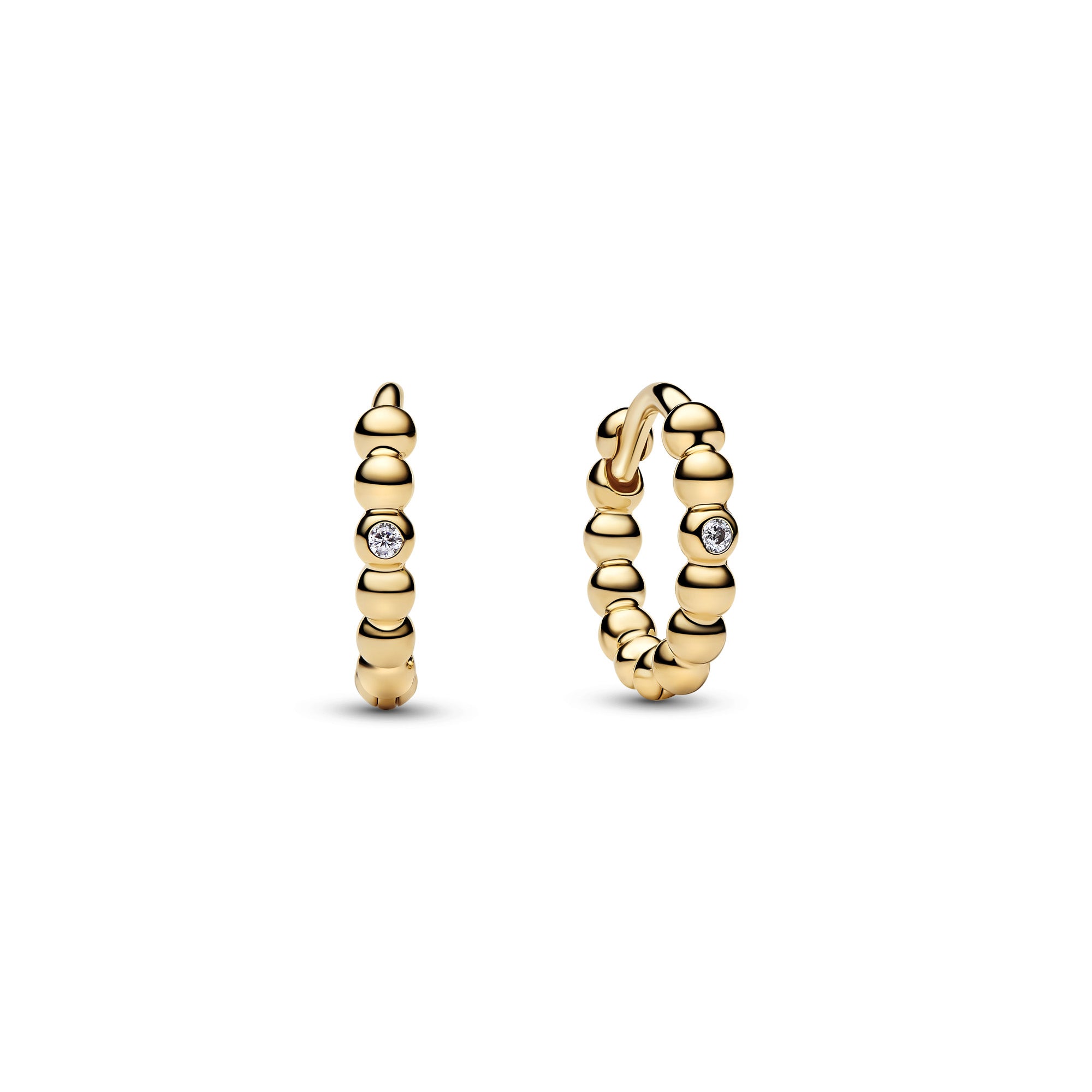 14k Gold-Plated Beaded Huggie Earrings