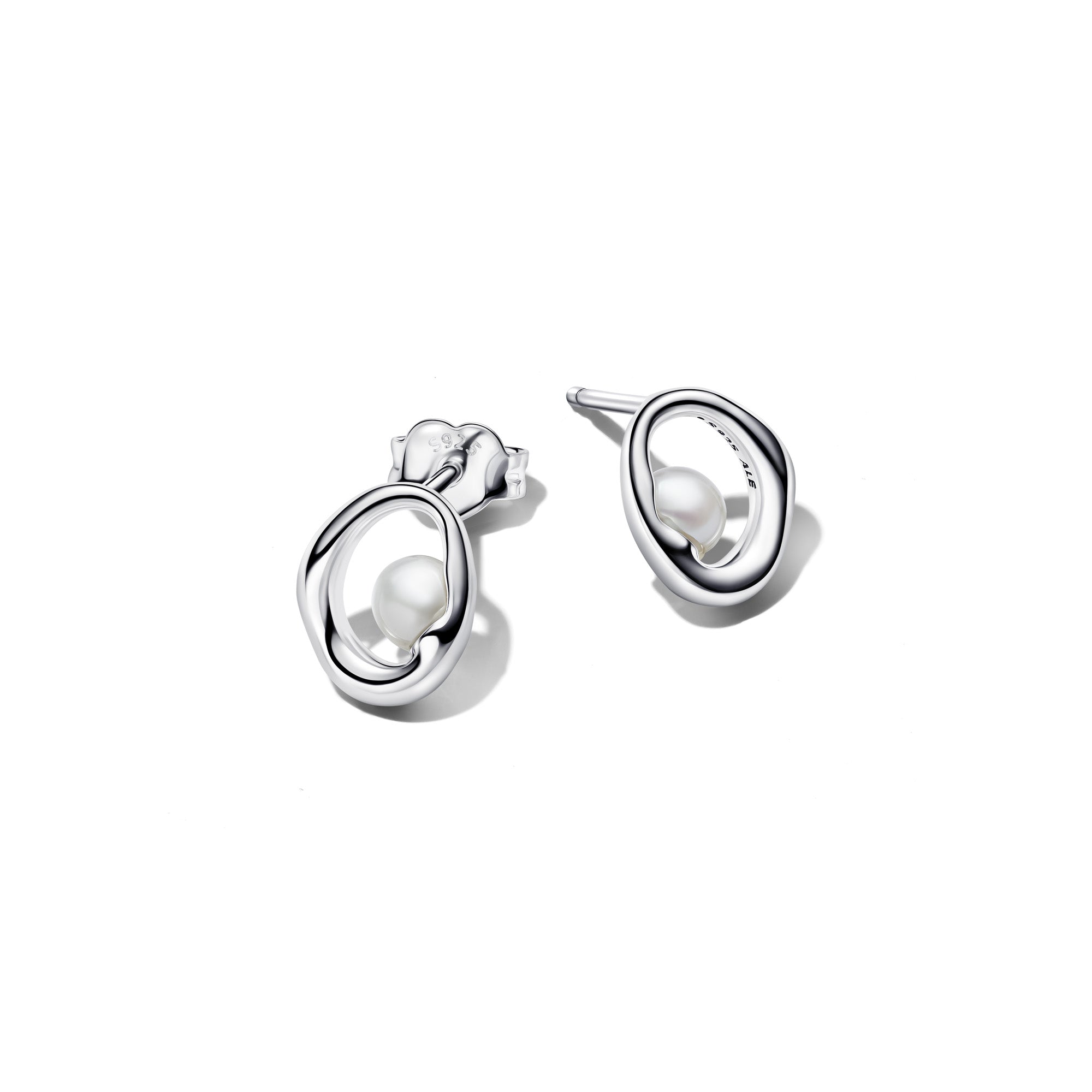 Organically Shaped Oval & Treated Freshwater Cultured Pearl Stud Earrings