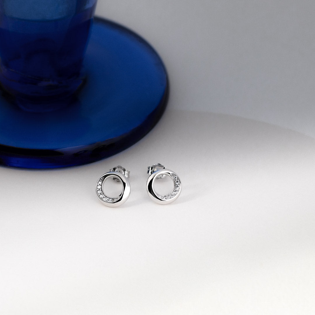 Bevel Cirque Pave Stud Earrings