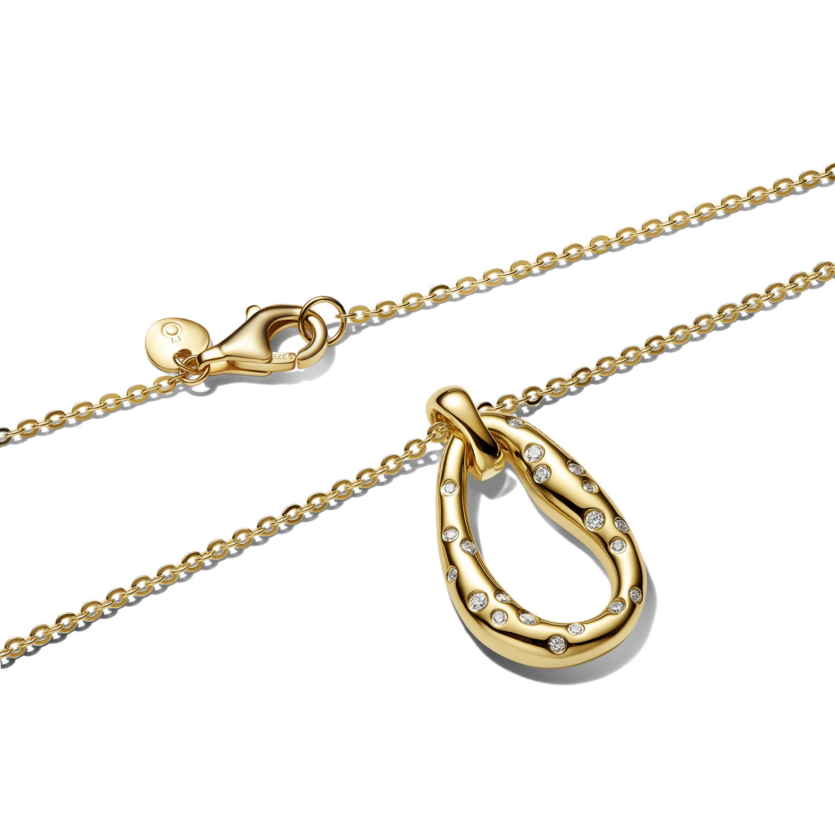 Organically Shaped Stone-Set Pendant Necklace - 45cm