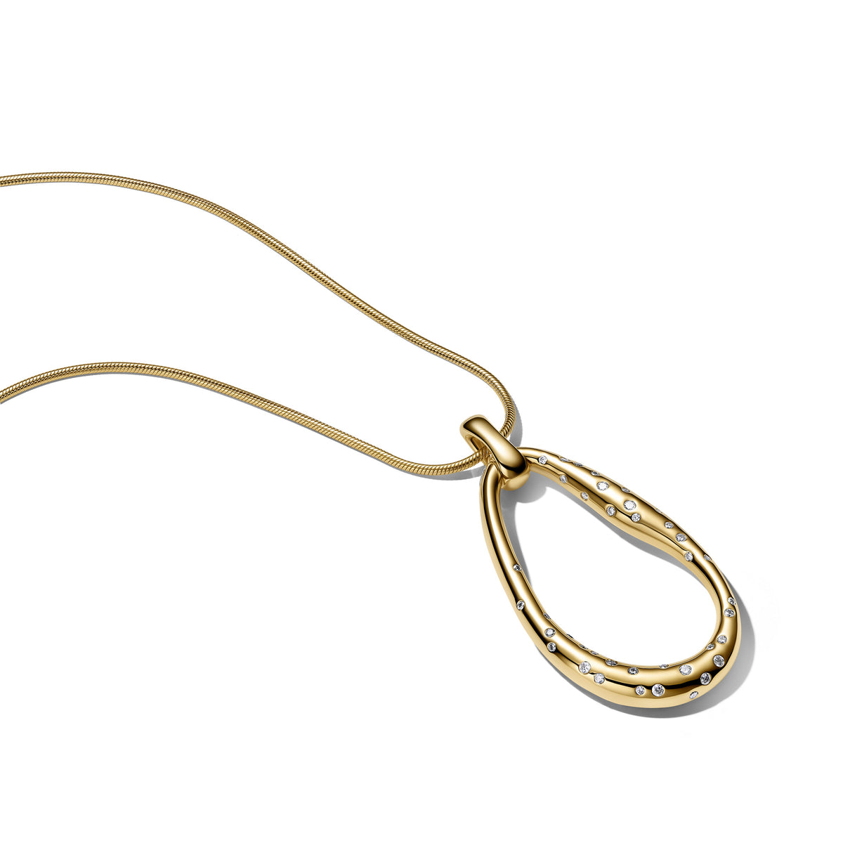 Organically Shaped Stone-Set Statement Pendant Necklace - 90cm