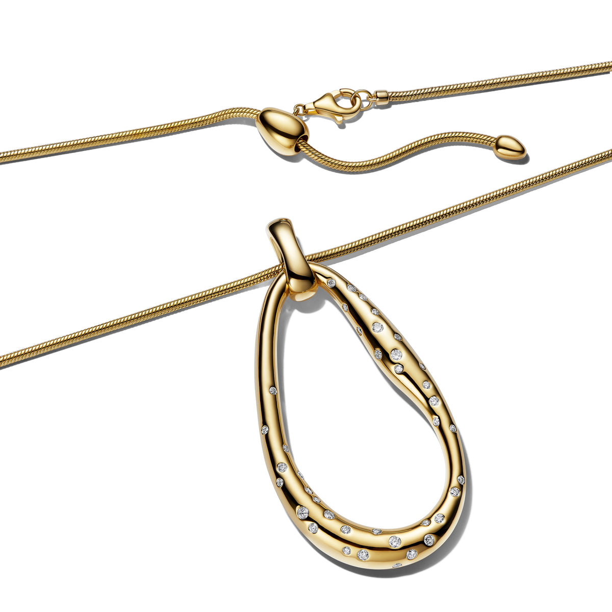 Organically Shaped Stone-Set Statement Pendant Necklace - 90cm