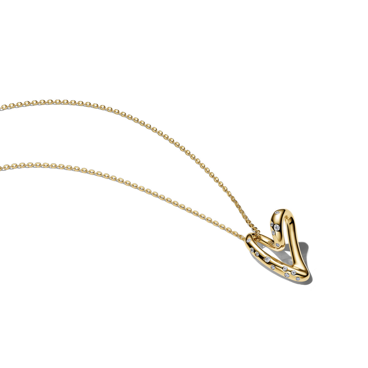 Organically Shaped Stone-Set Heart Pendant Necklace - 60cm