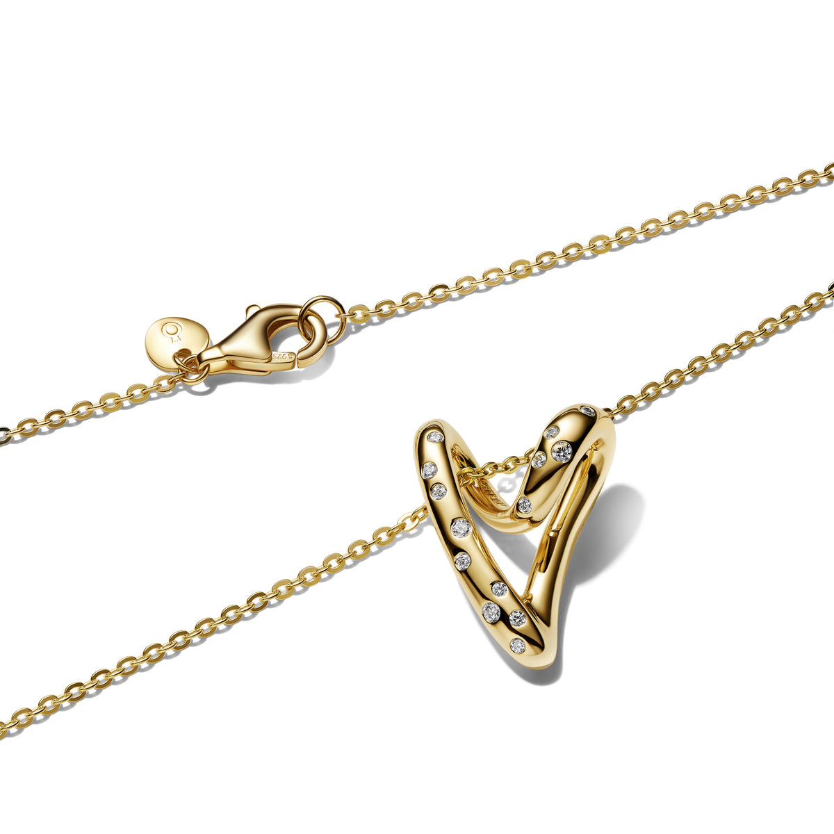 Organically Shaped Stone-Set Heart Pendant Necklace - 60cm