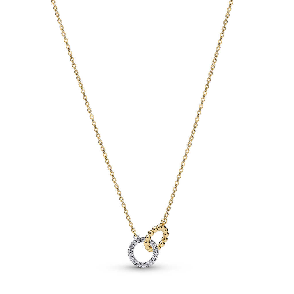 Beads & Pavé Interlocking Circles Necklace