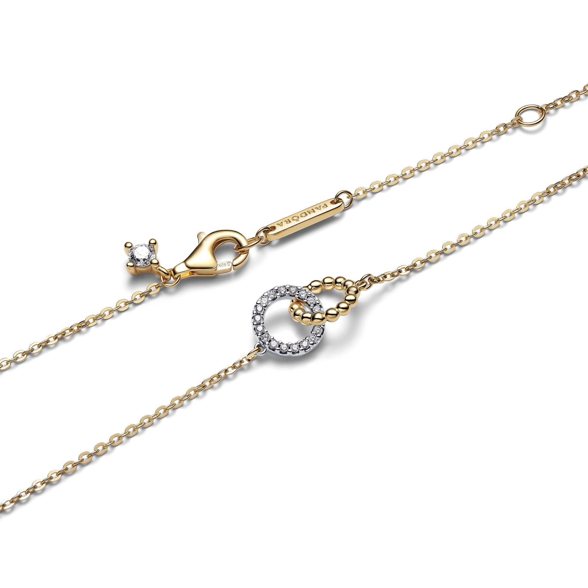 Beads & Pavé Interlocking Circles Necklace