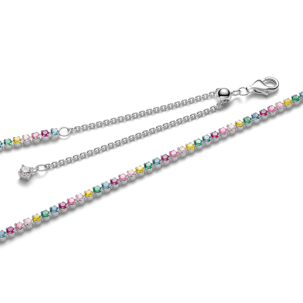 Rainbow Tennis Necklace - 40cm