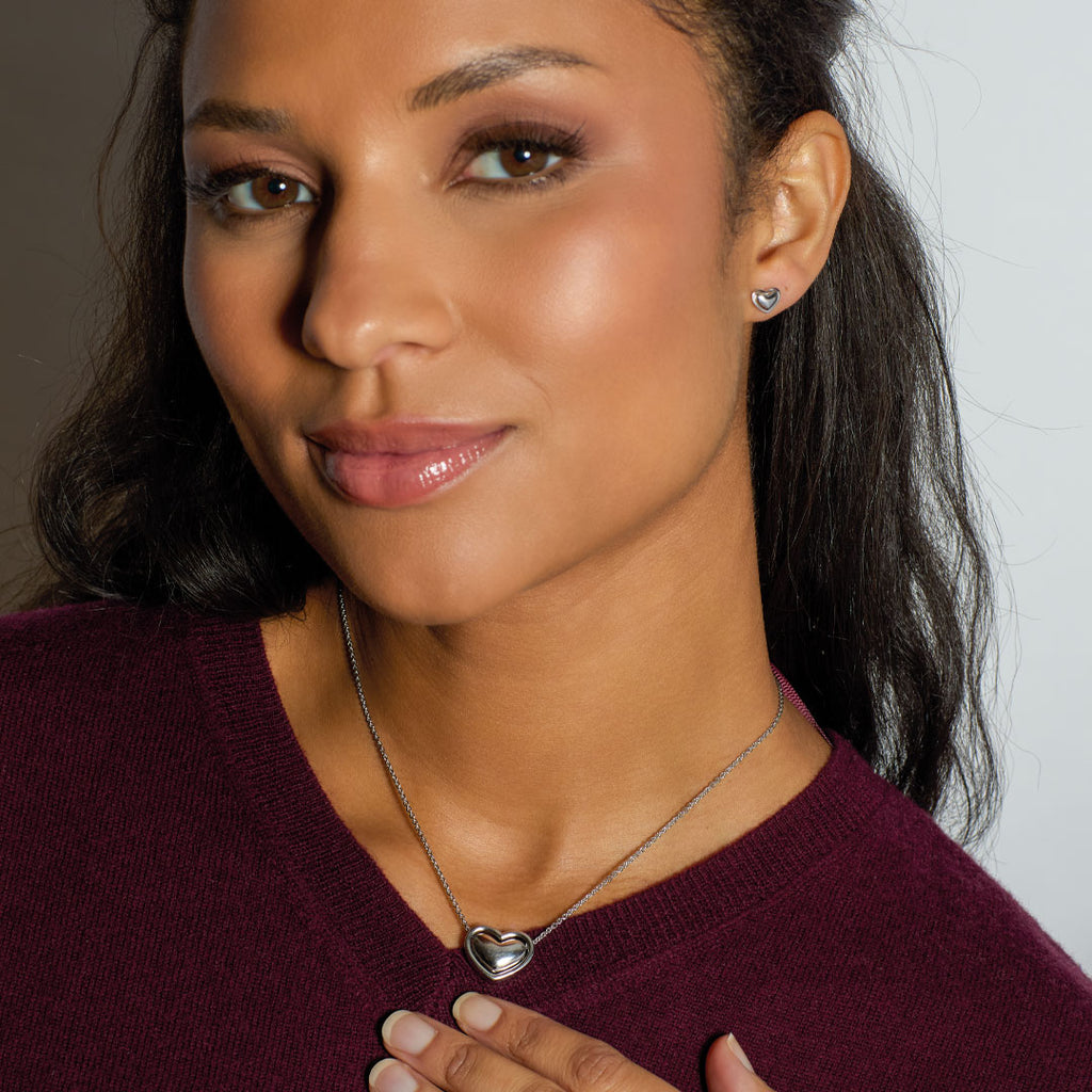 Love Silver Heart Stud Earrings