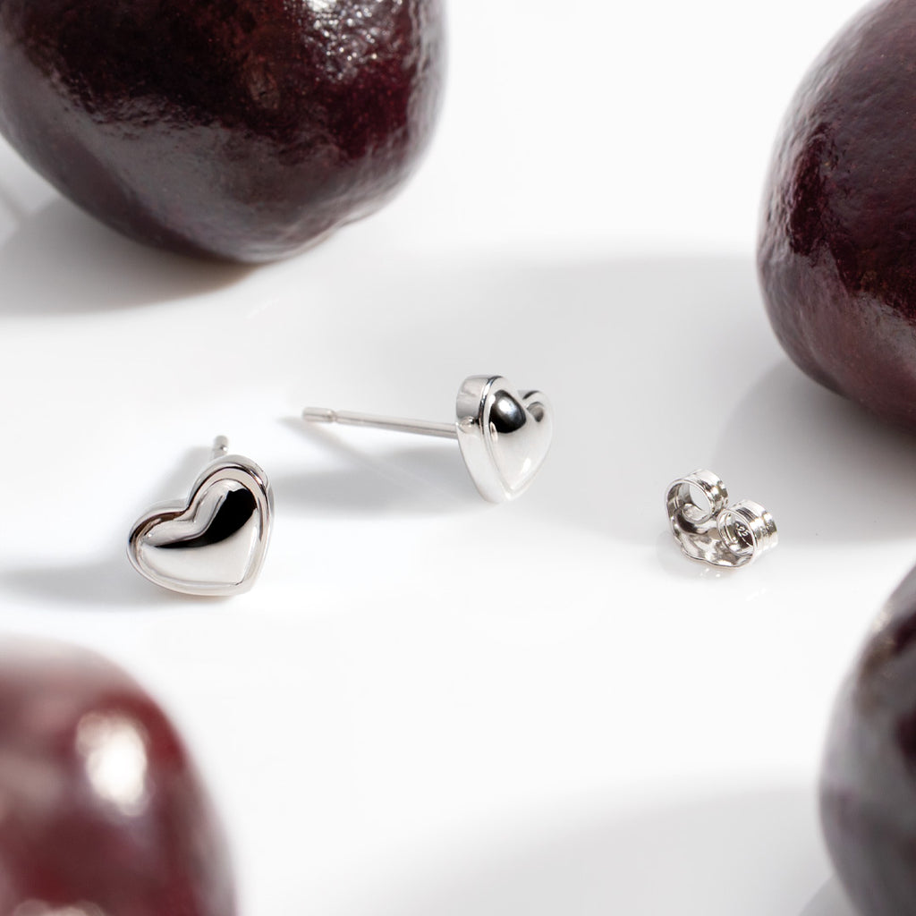 Love Silver Heart Stud Earrings