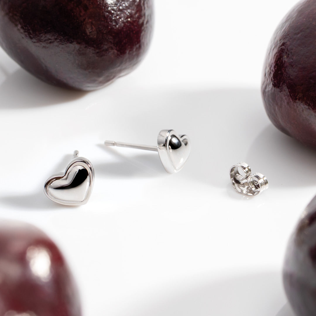 Love Silver Heart Stud Earrings