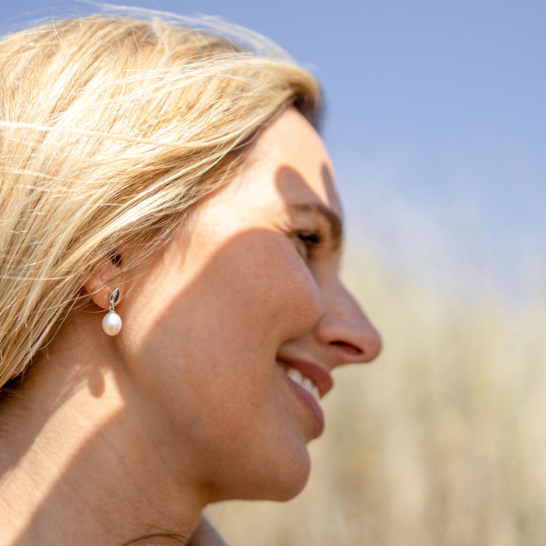 Coast Pebble Pearl Stud Drop Earrings