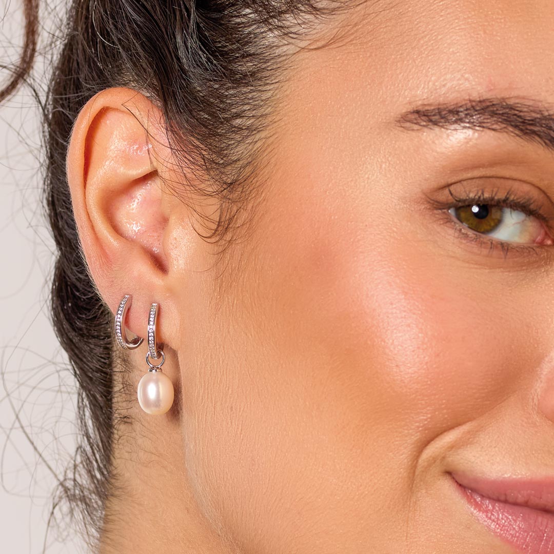 Revival Classic Pearl Glitz Hoop Earrings