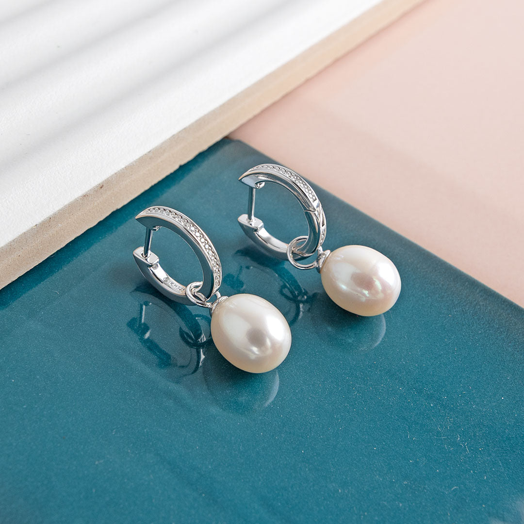 Revival Classic Pearl Glitz Hoop Earrings