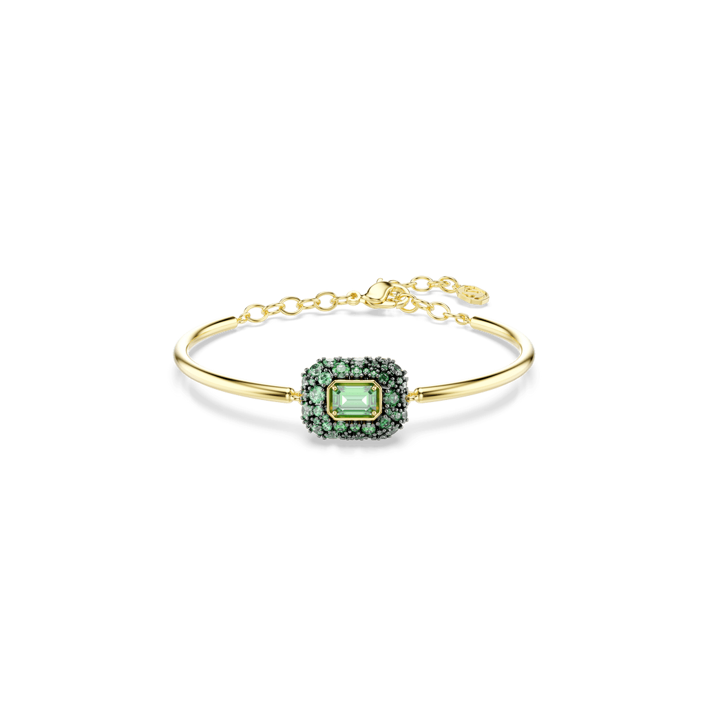 Sublima bangle, Octagon cut, Green, 18K gold finish