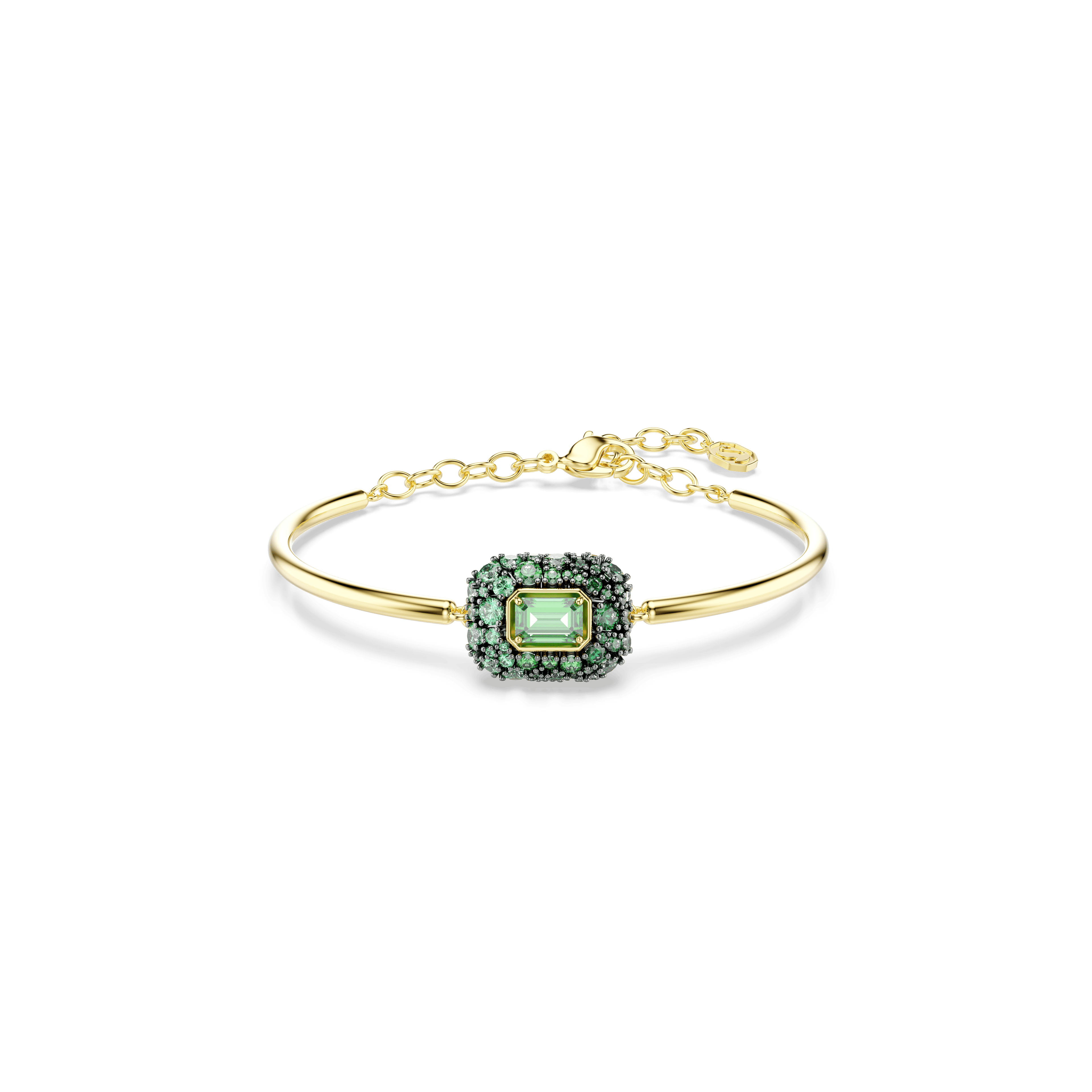 Sublima bangle, Octagon cut, Green, 18K gold finish