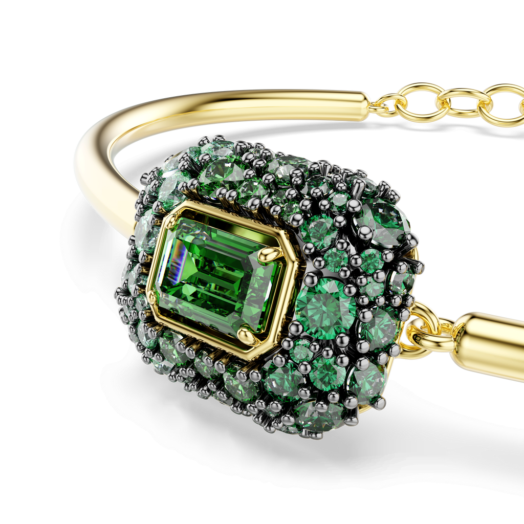 Sublima bangle, Octagon cut, Green, 18K gold finish - image 2