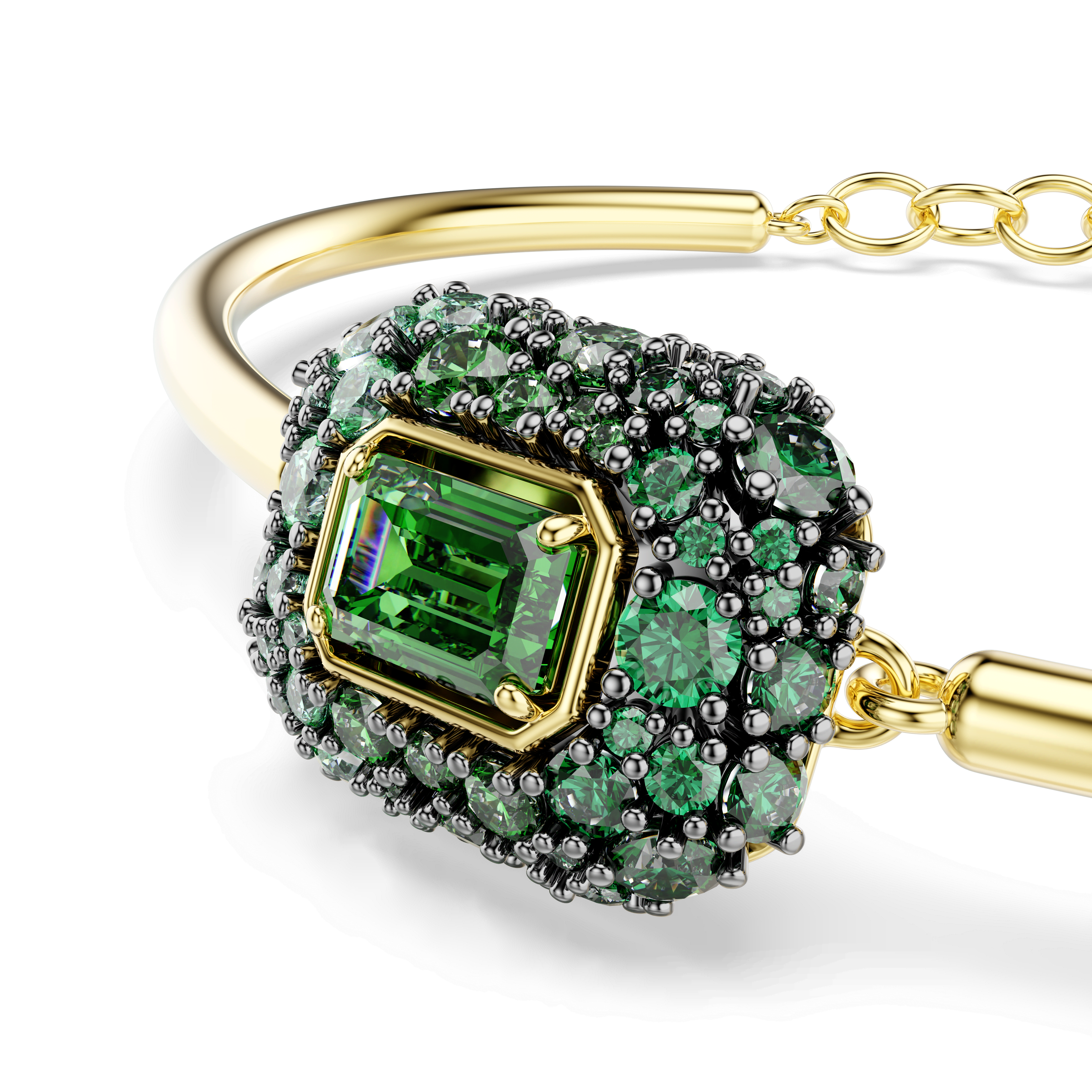 Sublima bangle, Octagon cut, Green, 18K gold finish - image 2