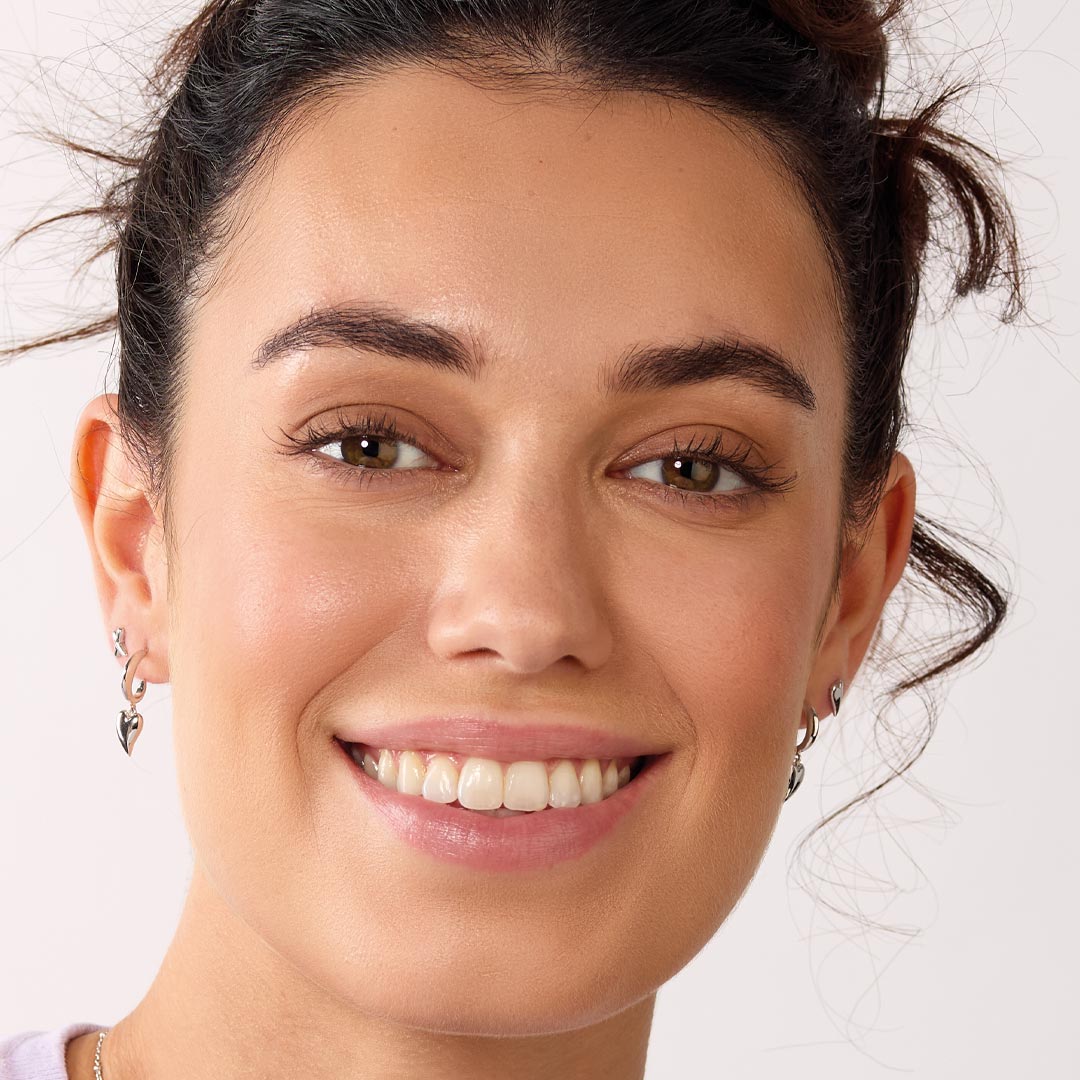 Desire Kiss Mini Heart Semi Hoop Stud Drop Earrings