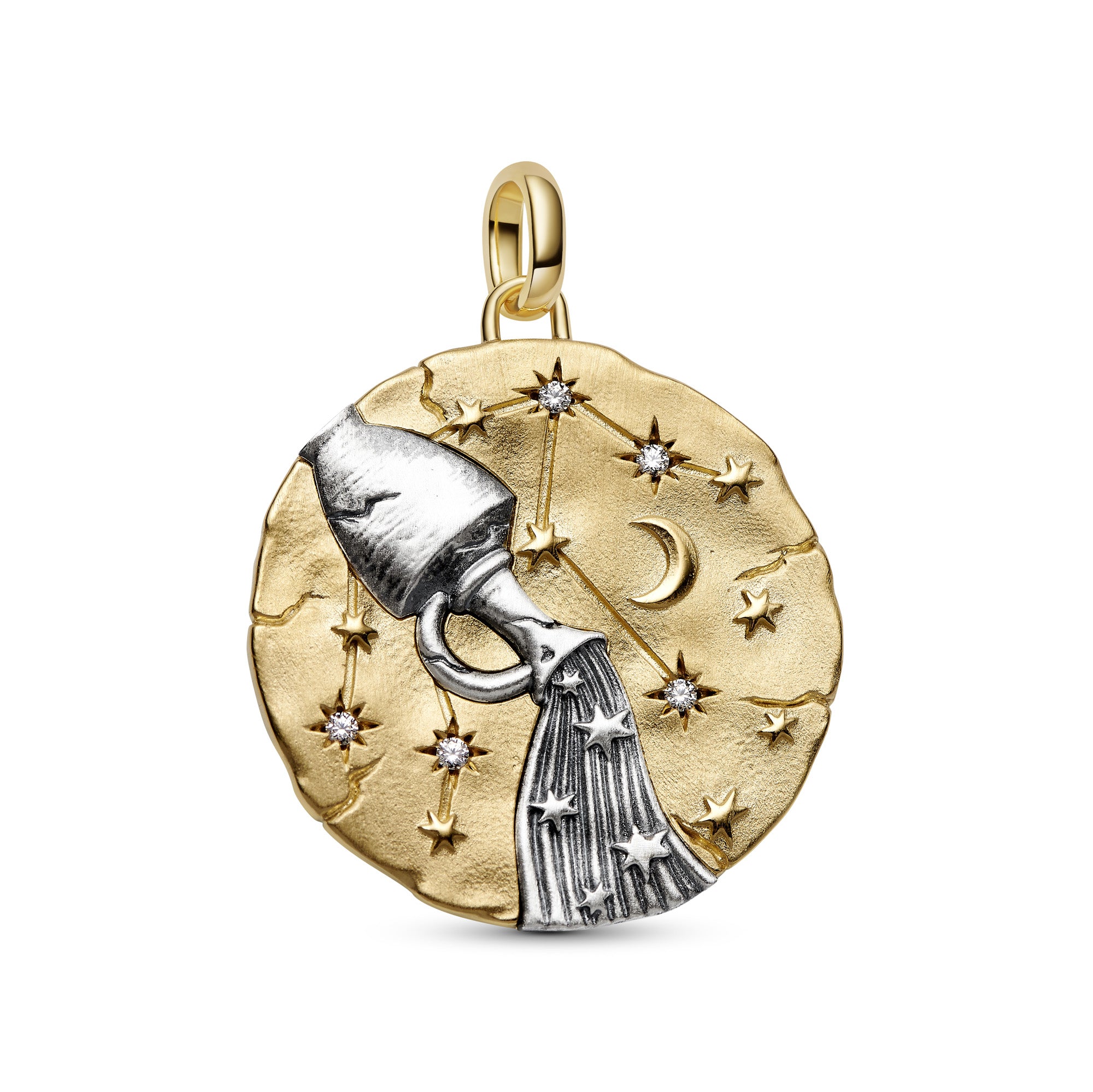 Aquarius Zodiac Oversized Medallion Charm