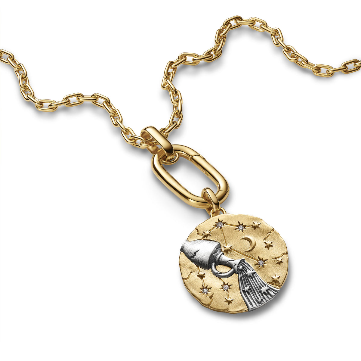 Aquarius Zodiac Oversized Medallion Charm