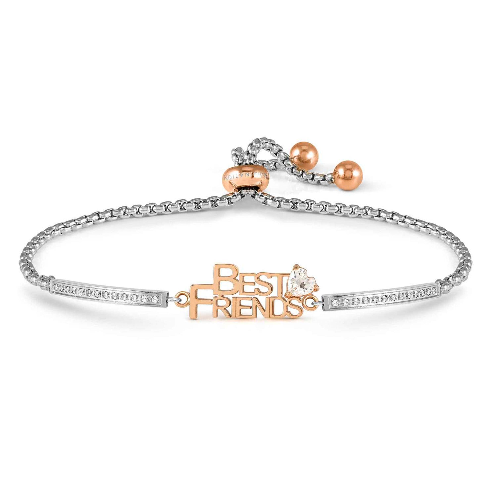 MILLELUCI ed. FAMILY bracelet in stainless steel and cubic zirconia (ROSE GOLD) BEST FRIENDS