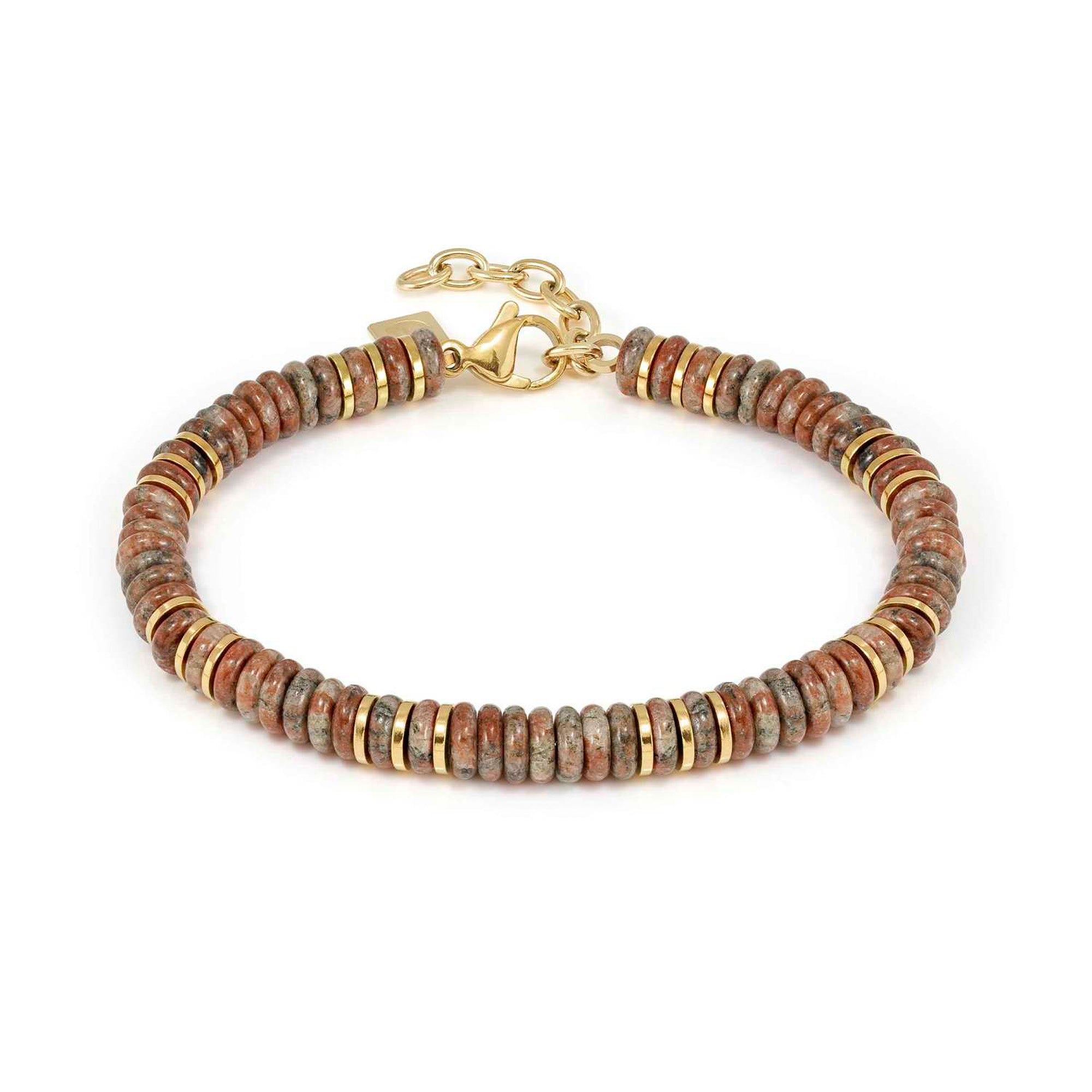 INSTINCTSTYLE ed. INFINITY bracelet in steel, yellow finish and natural stones RAINBOW JASPER