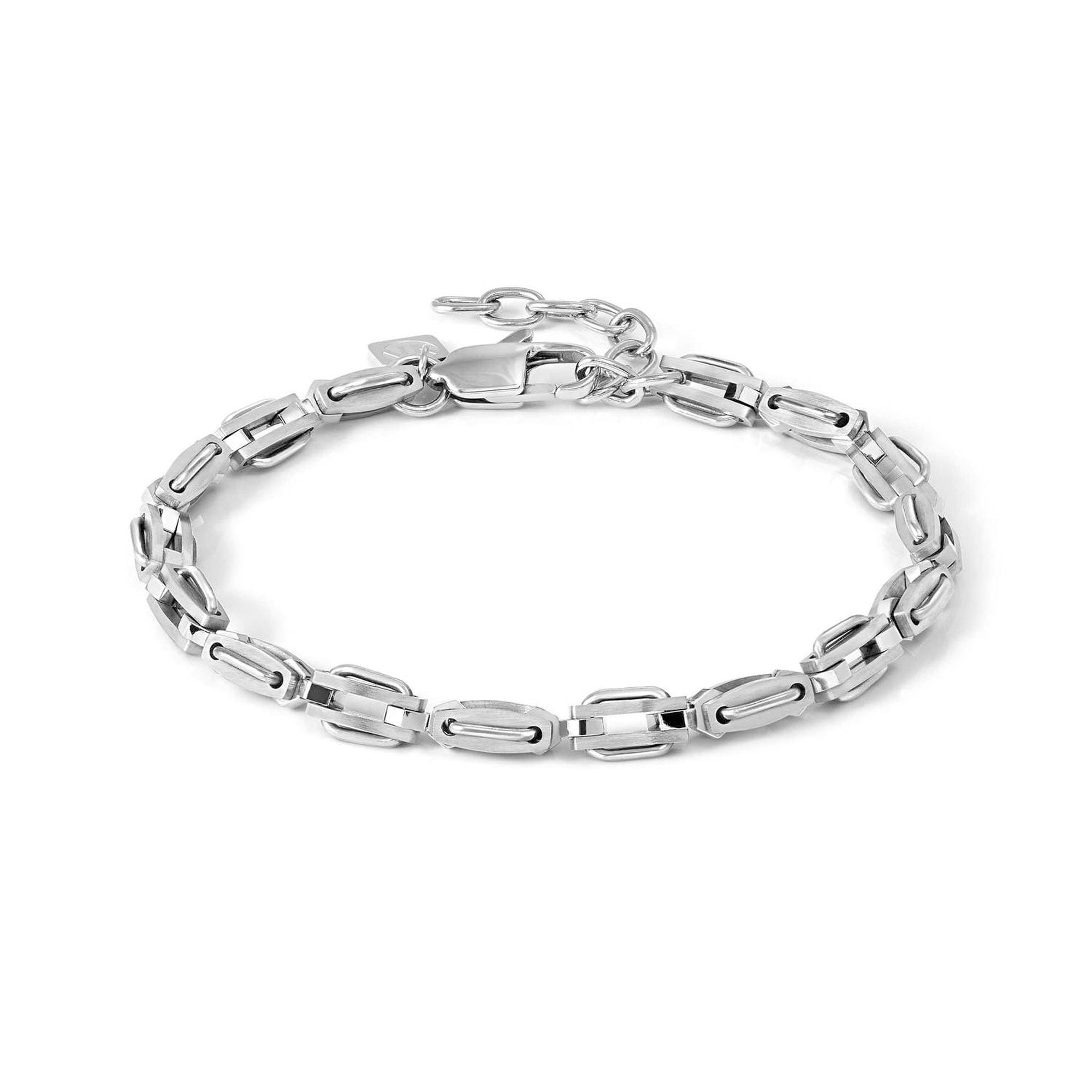 MANVISION bracelet, ed. STONES steel bracelet with polished and satin-finished links Steel
